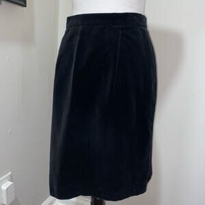 Vintage Black Velveteen Skirt Size 10 by River Art Knee Length Classic Pencil